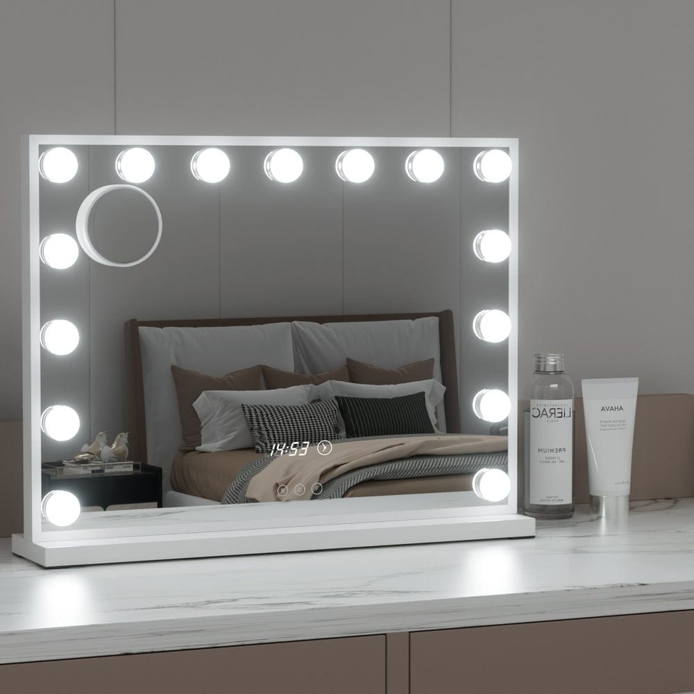 Embellir Makeup Mirror 58x45cm Hollywood Vanity with LED Light Tabletop White