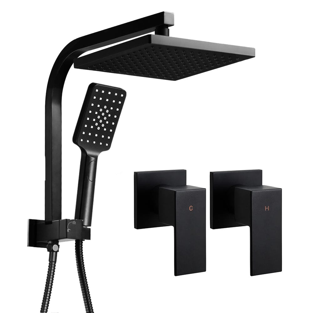 Cefito 8'' Rain Shower Head Set Handheld Square High Pressure Twins Tap Black