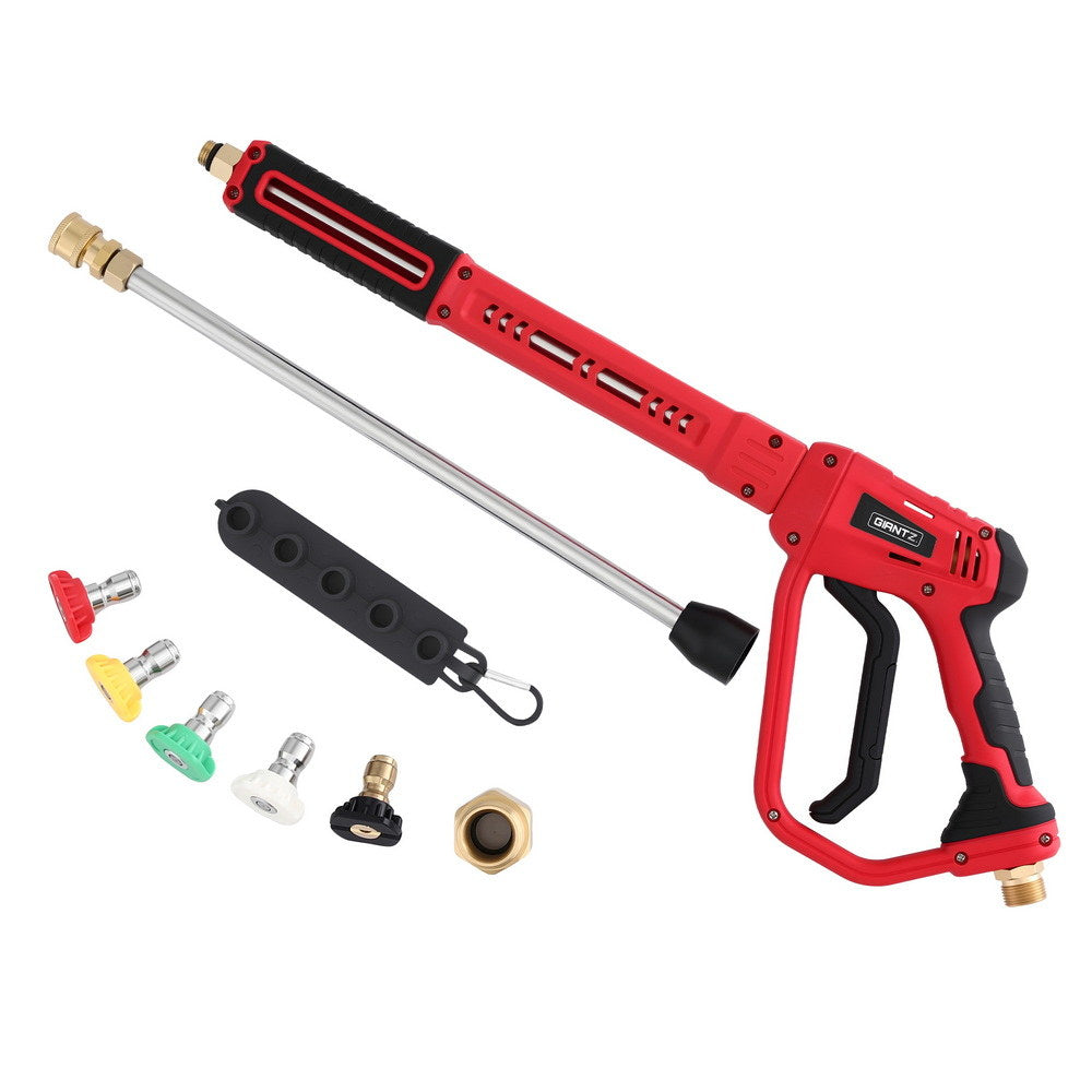 Giantz Pressure Washer Gun Short Trigger 4000PSI M22-14 1/4 Inch 5 Nozzles Red