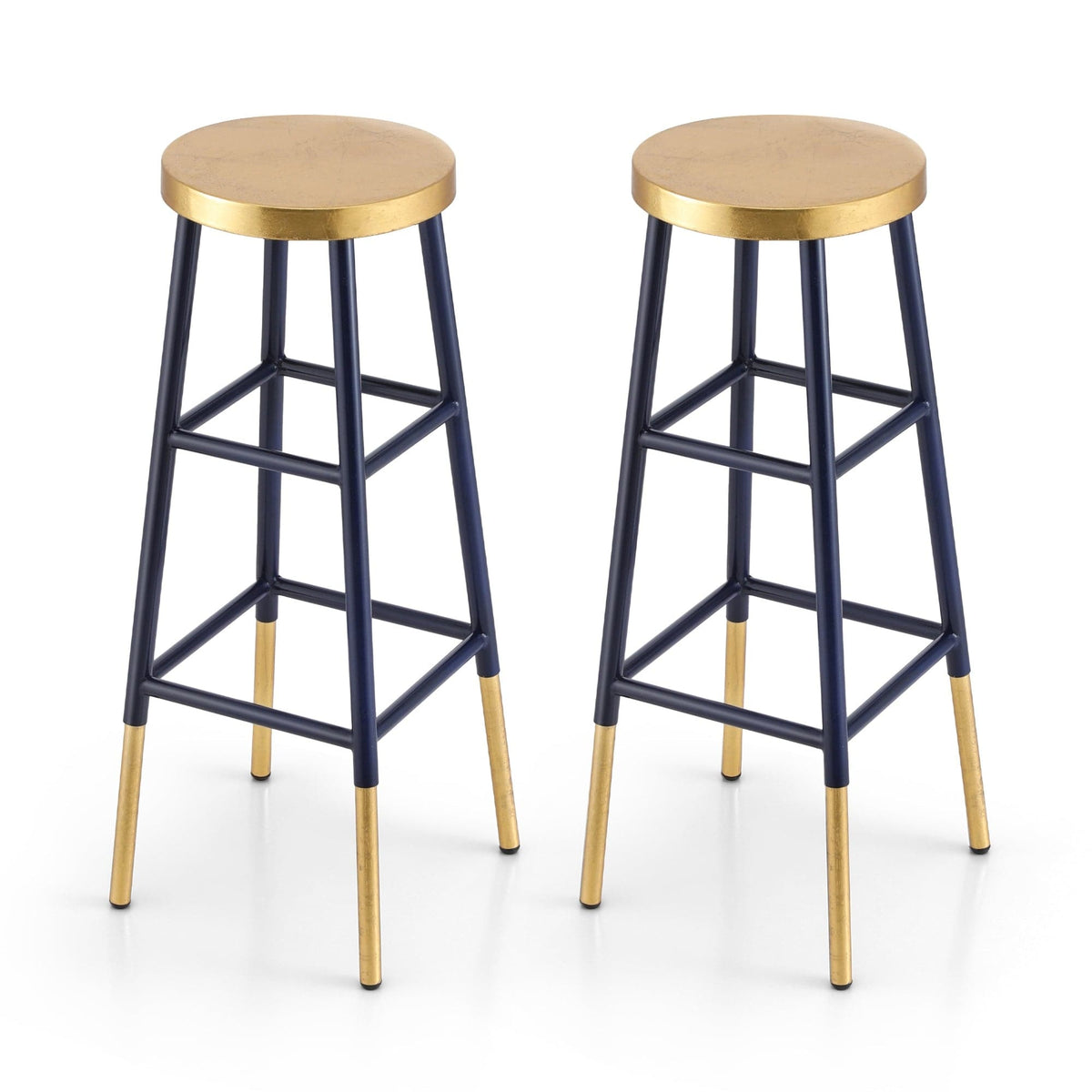 Artiss 2x Bar Stools Metal Gold Navy - SportZone.co.nz