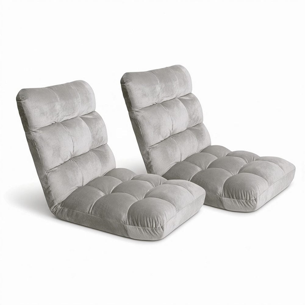 Artiss 2X Lounge Sofa Bed Flannel Fabric Grey - SportZone.co.nz