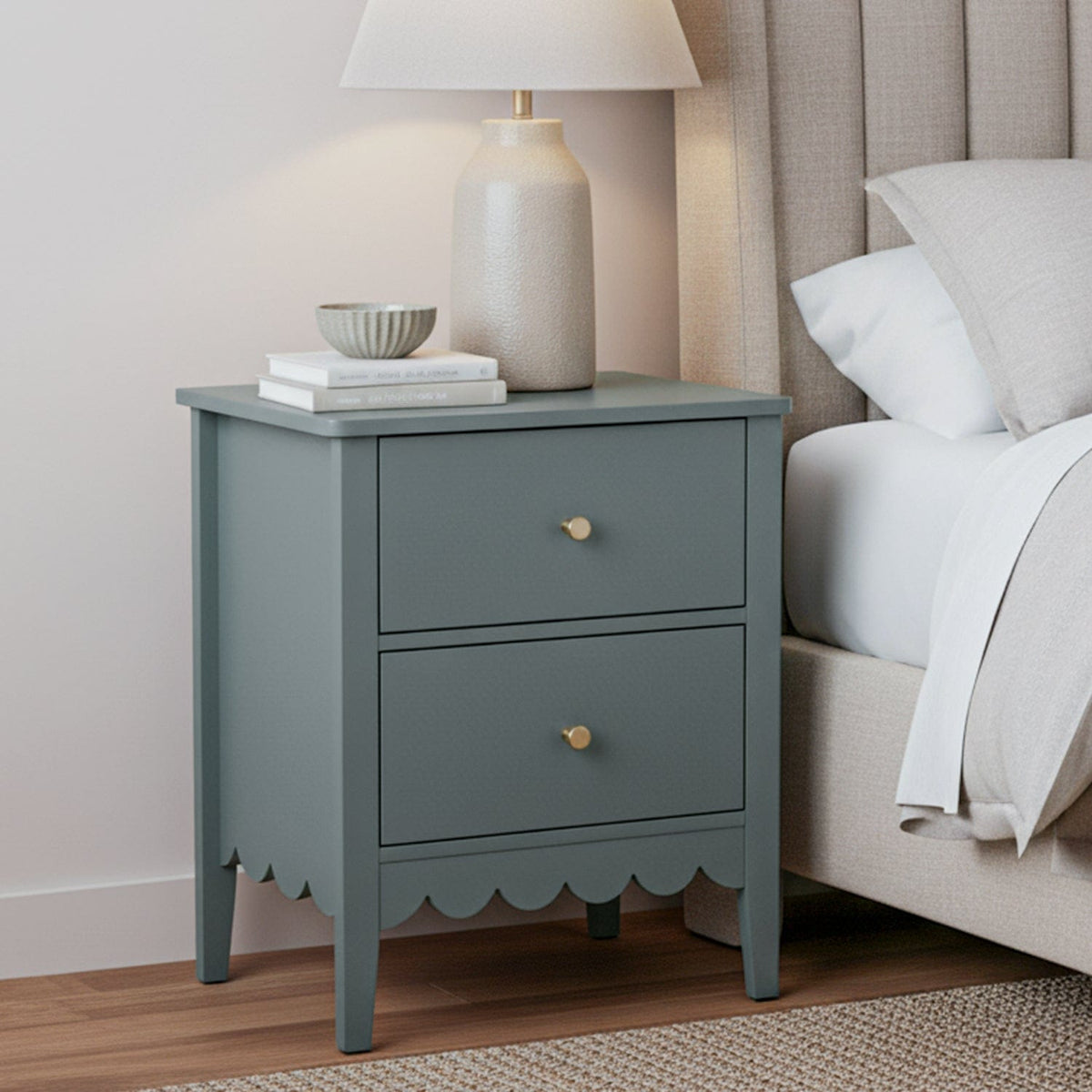 Artiss Bedside Table 2 Drawers Bedroom Storage Nightstand Green - SportZone.co.nz