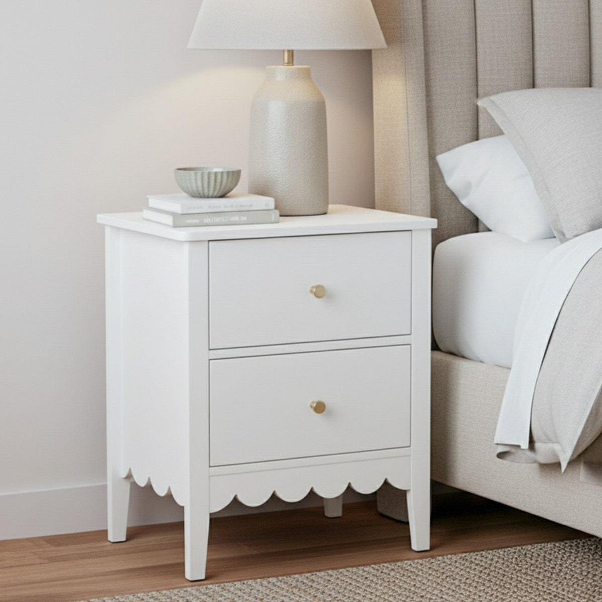 Artiss Bedside Table 2 Drawers Bedroom Storage Nightstand White - SportZone.co.nz
