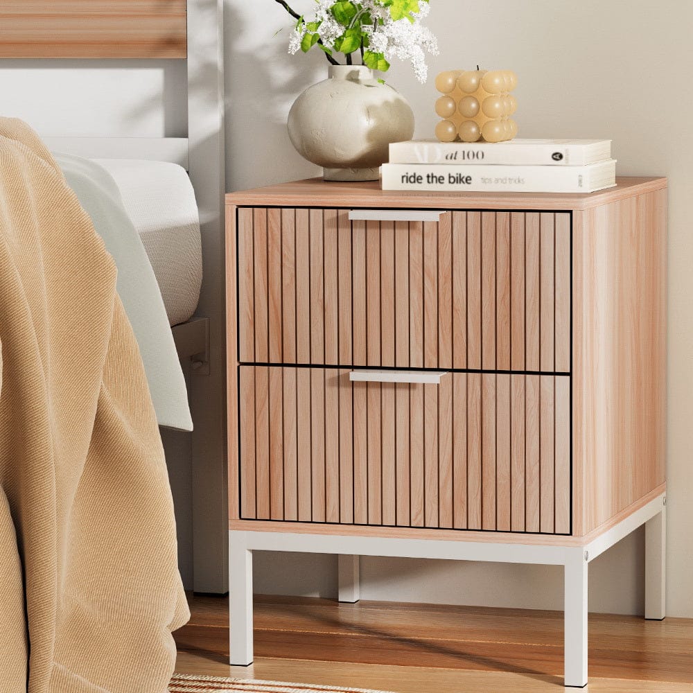 Artiss Bedside Table Drawers Side End Table Storage Cabinet Nightstand Pine LURA - SportZone.co.nz