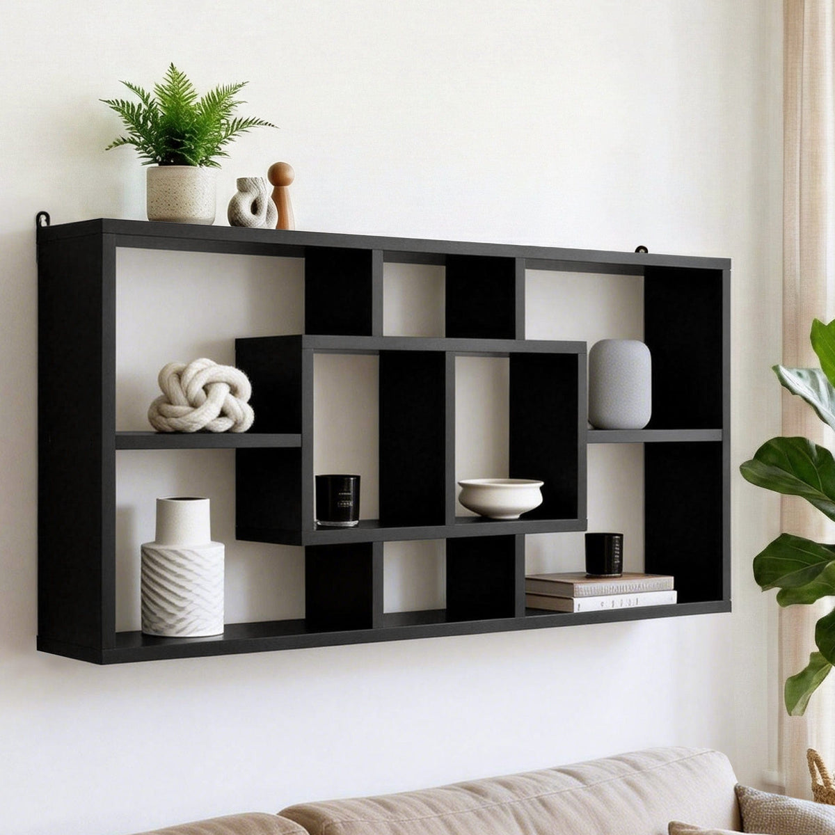 Artiss Floating Wall Shelves Bookshelf Black - SportZone.co.nz