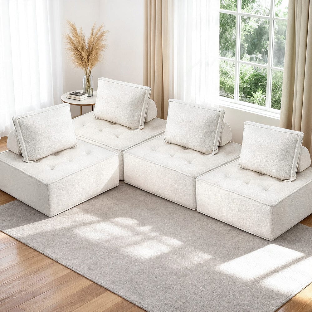 Artiss Floor Sofa Lounge Chair 4 Seater with Pillow - SportZone.co.nz