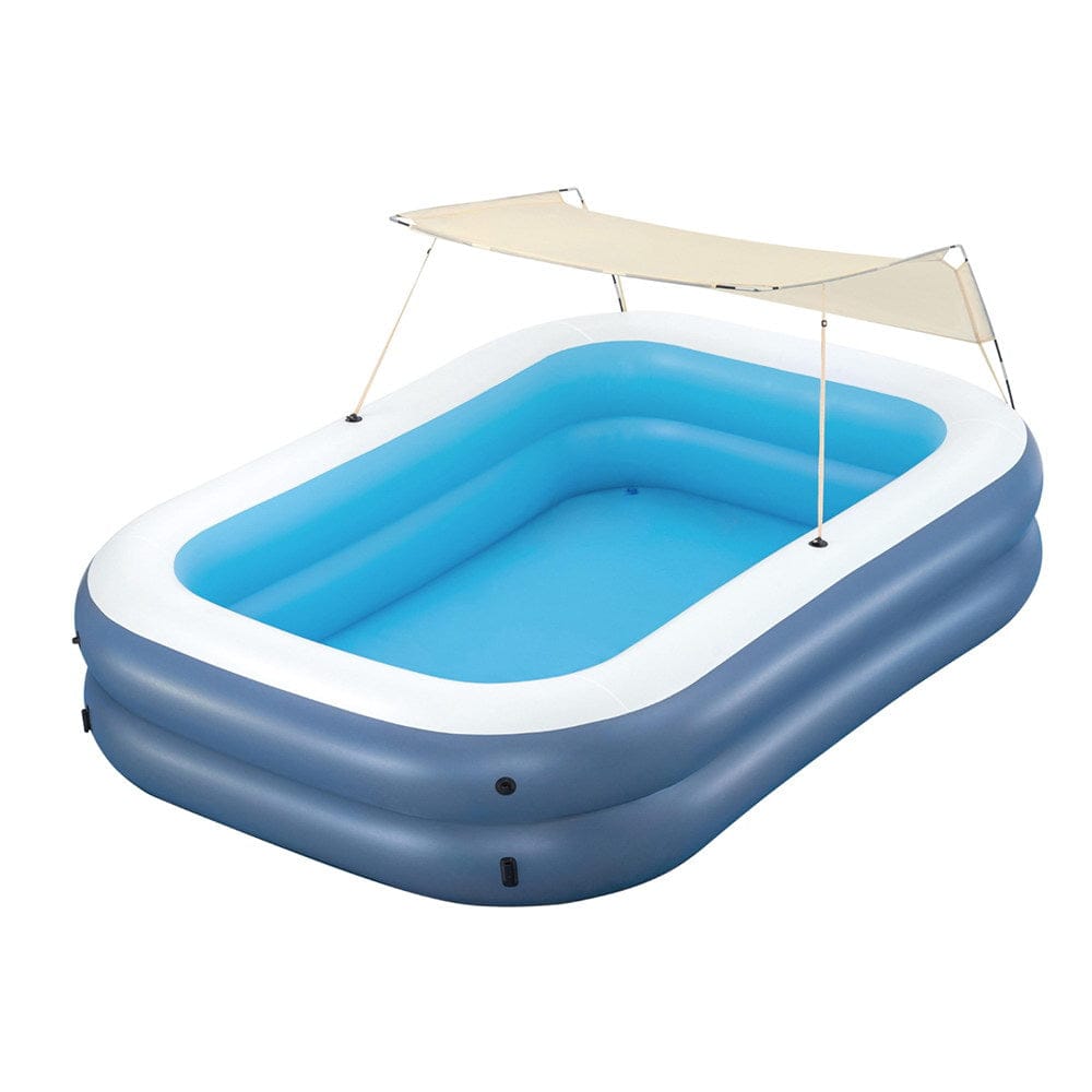 Bestway Kids Inflatable Pool Above Ground Splash Pool with Sunshade 254x178cm - SportZone.co.nz