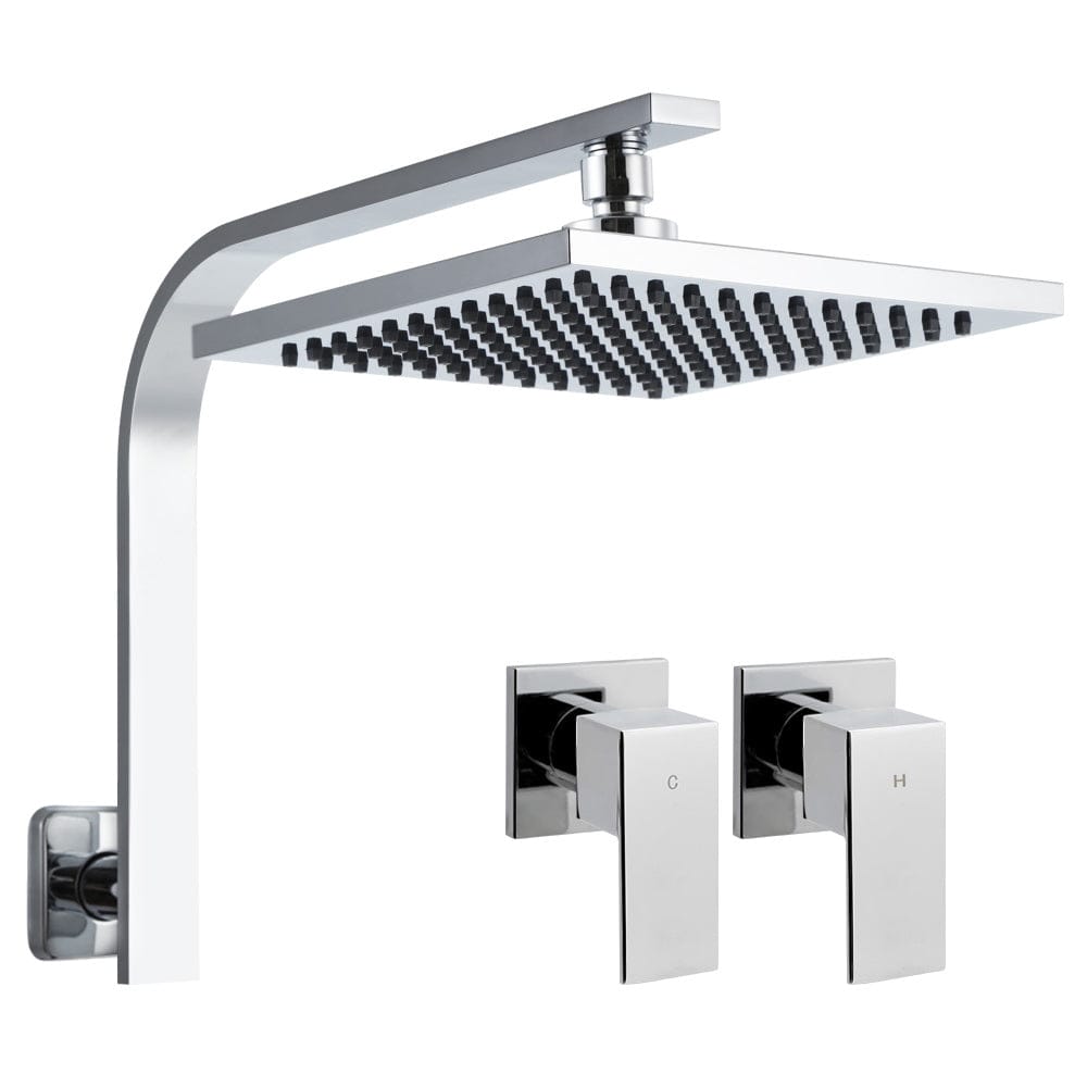 Cefito 8'' Rain Shower Head Wall Arm Square High Pressure Twins Tap Chrome - SportZone.co.nz