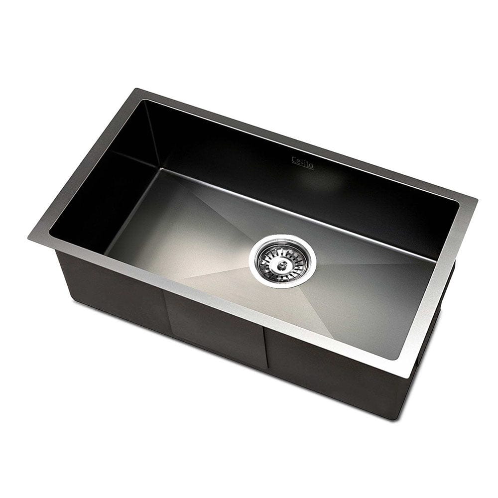 Cefito Kitchen Sink 45X30CM Stainless Steel Basin Single Bowl Black - SportZone.co.nz