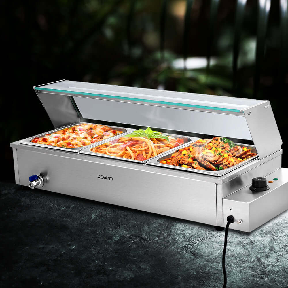 Devanti Bain Marie 3 Pan Food Warmer β Commercial Use - SportZone.co.nz