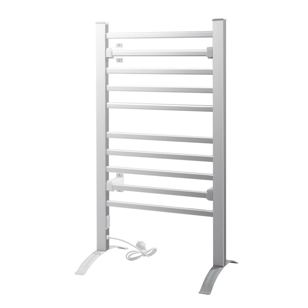 Devanti Electric Heated Towel Rail Rack 10 Bars Freestanding Clothes Dry Warmer - SportZone.co.nz