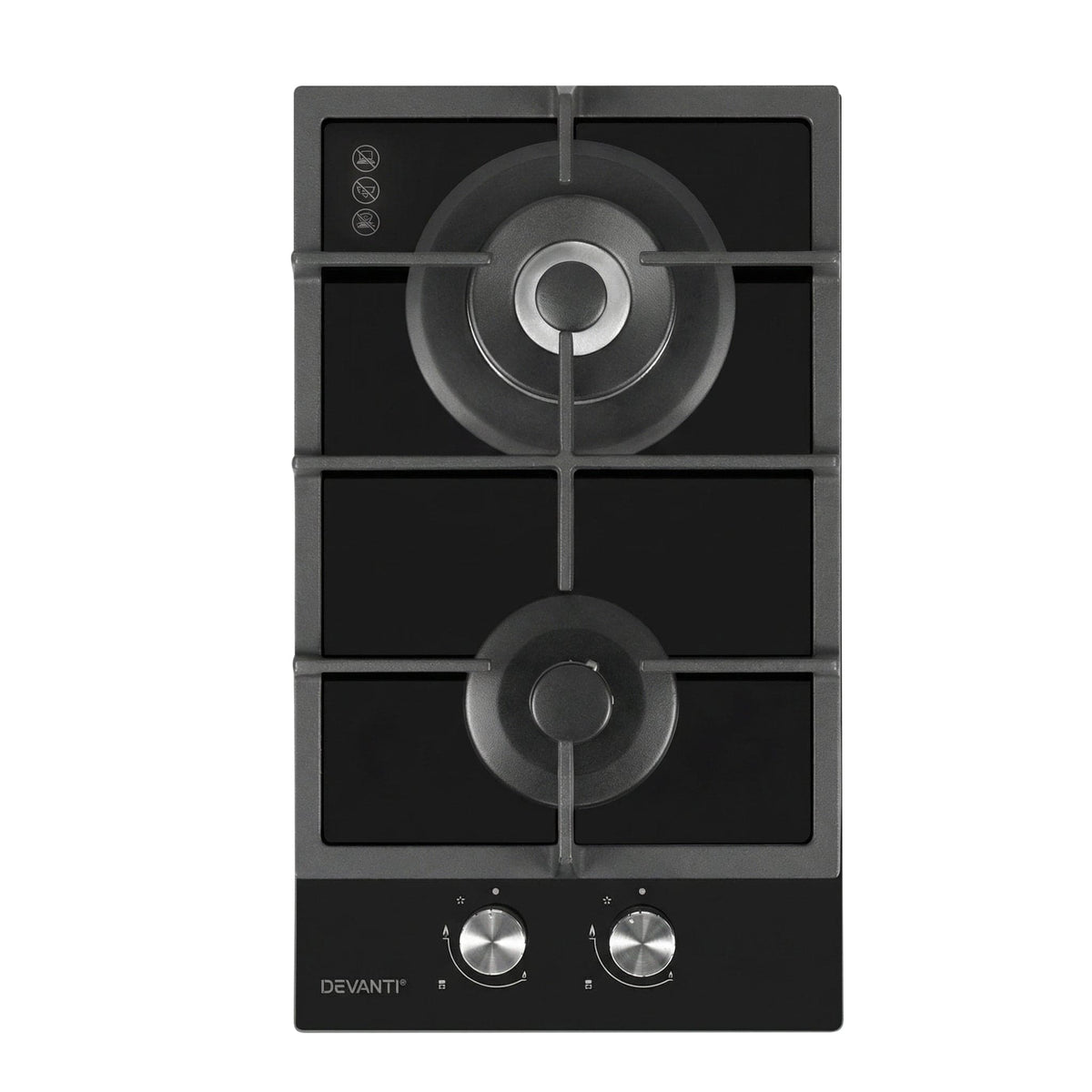 Devanti Gas Cooktop 30cm 2 Burner Black - SportZone.co.nz