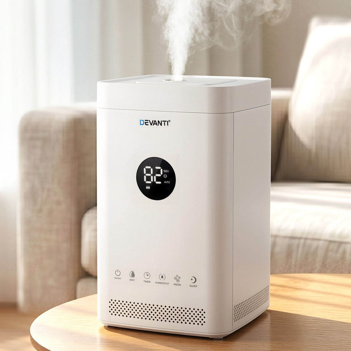 Devanti Ultrasonic Humidifier Air Purifier Top Fill Auto Humidity 3.5L White - SportZone.co.nz