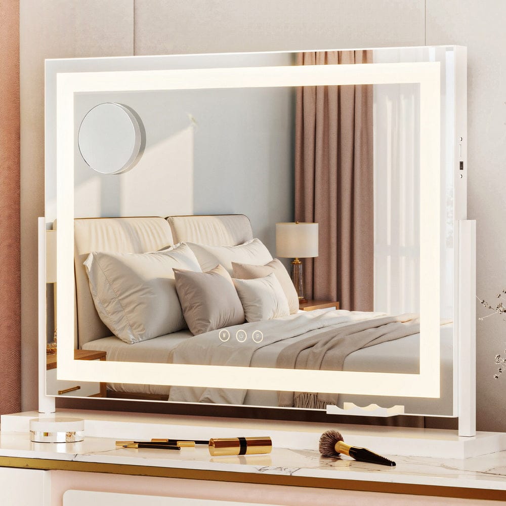 Embellir Makeup Mirror 58x46cm 360~ Rotatable Vanity Mirror with Lights Bright Light Strip Adjustable - SportZone.co.nz