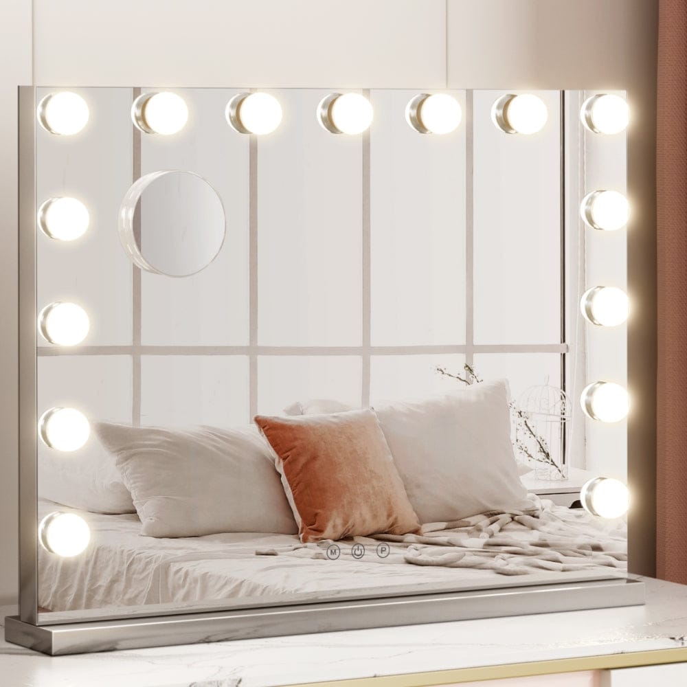 Embellir Makeup Mirror 58x46cm Hollywood Vanity with LED Light Tabletop Wall - SportZone.co.nz