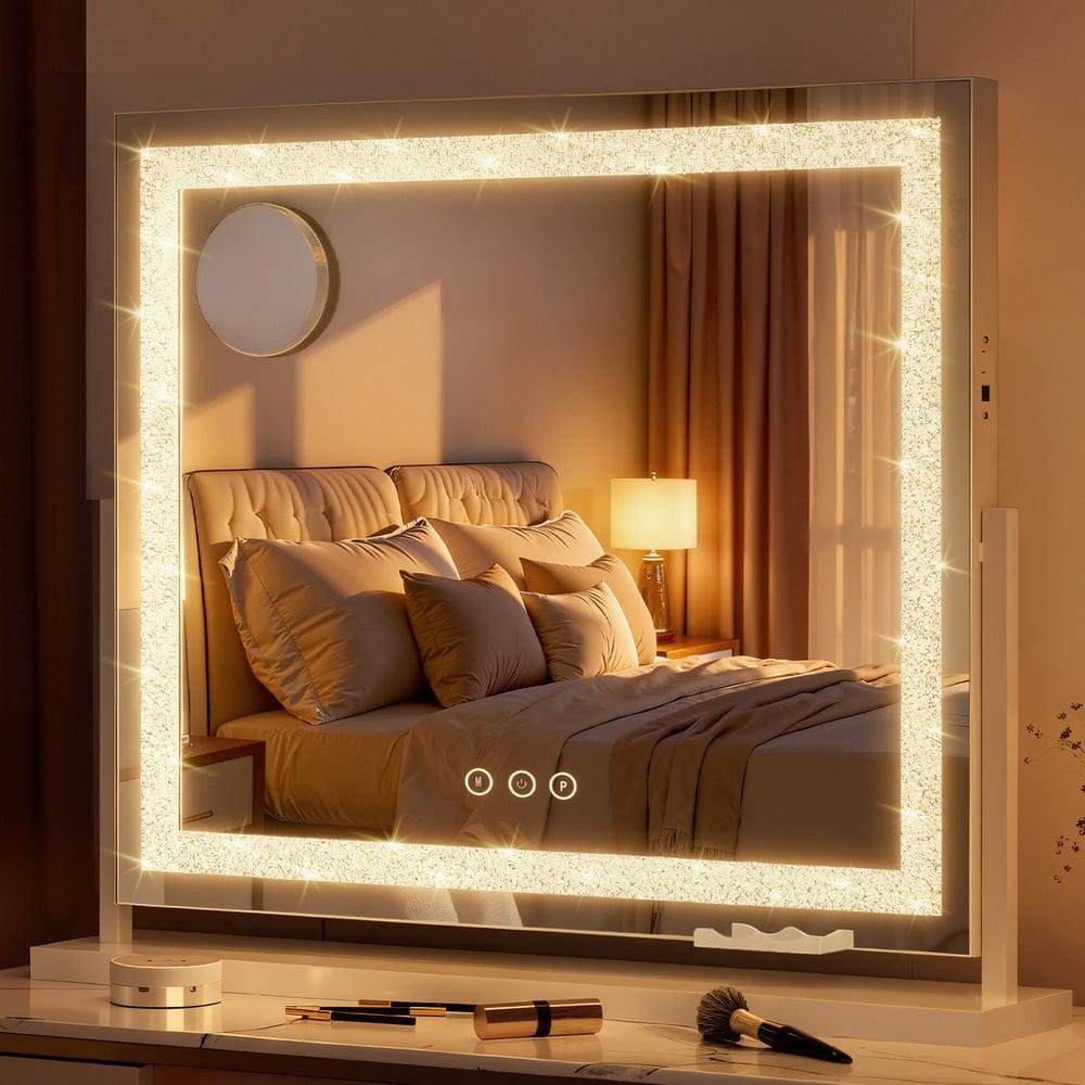 Embellir Makeup Mirror 60x50cm 360~ Rotatable Vanity Mirror with Lights Crystal LED - SportZone.co.nz