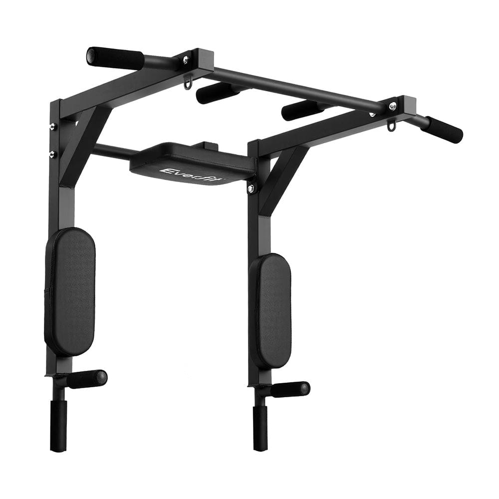 Everfit Pull Up Bar Dip Station Multi Gym 150kg Home Power Station Black Red - SportZone.co.nz
