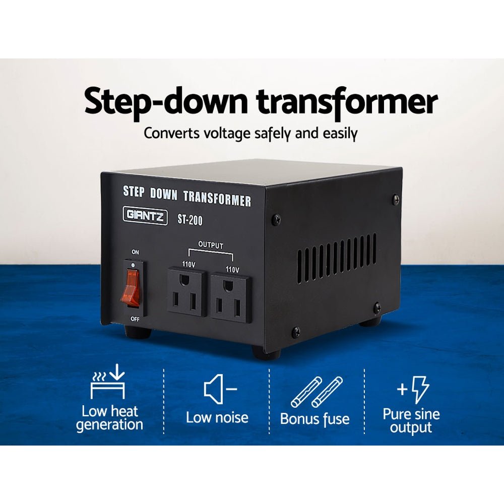Giantz Step Down Transformer 200W 240V TO 110V Stepdown Voltage Converter AU - US - SportZone.co.nz
