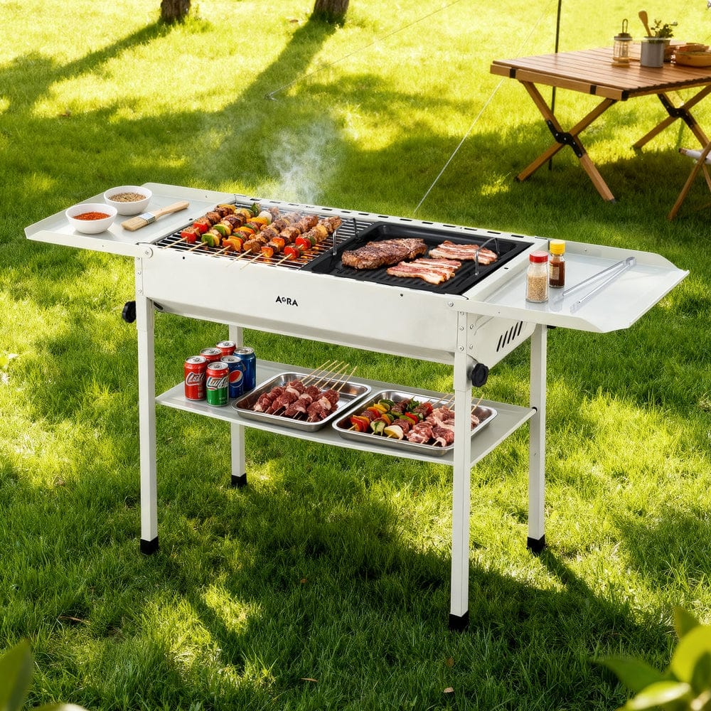 Grillz Portable BBQ Grill w/ Stainless Steel Racks & Pans for Outdoor - SportZone.co.nz