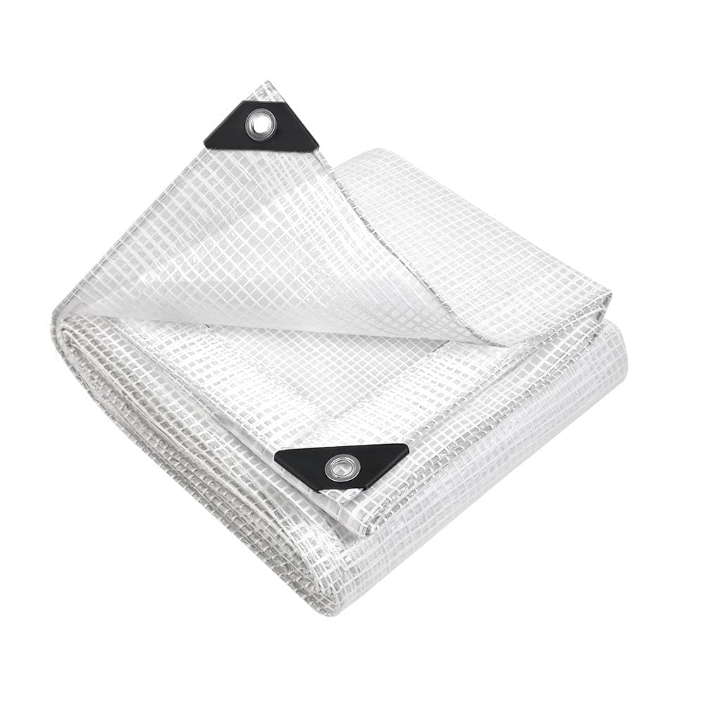 Instahut Tarp Tarpaulin 5x10m Canvas Heavy Duty Camping Cover Clear - SportZone.co.nz