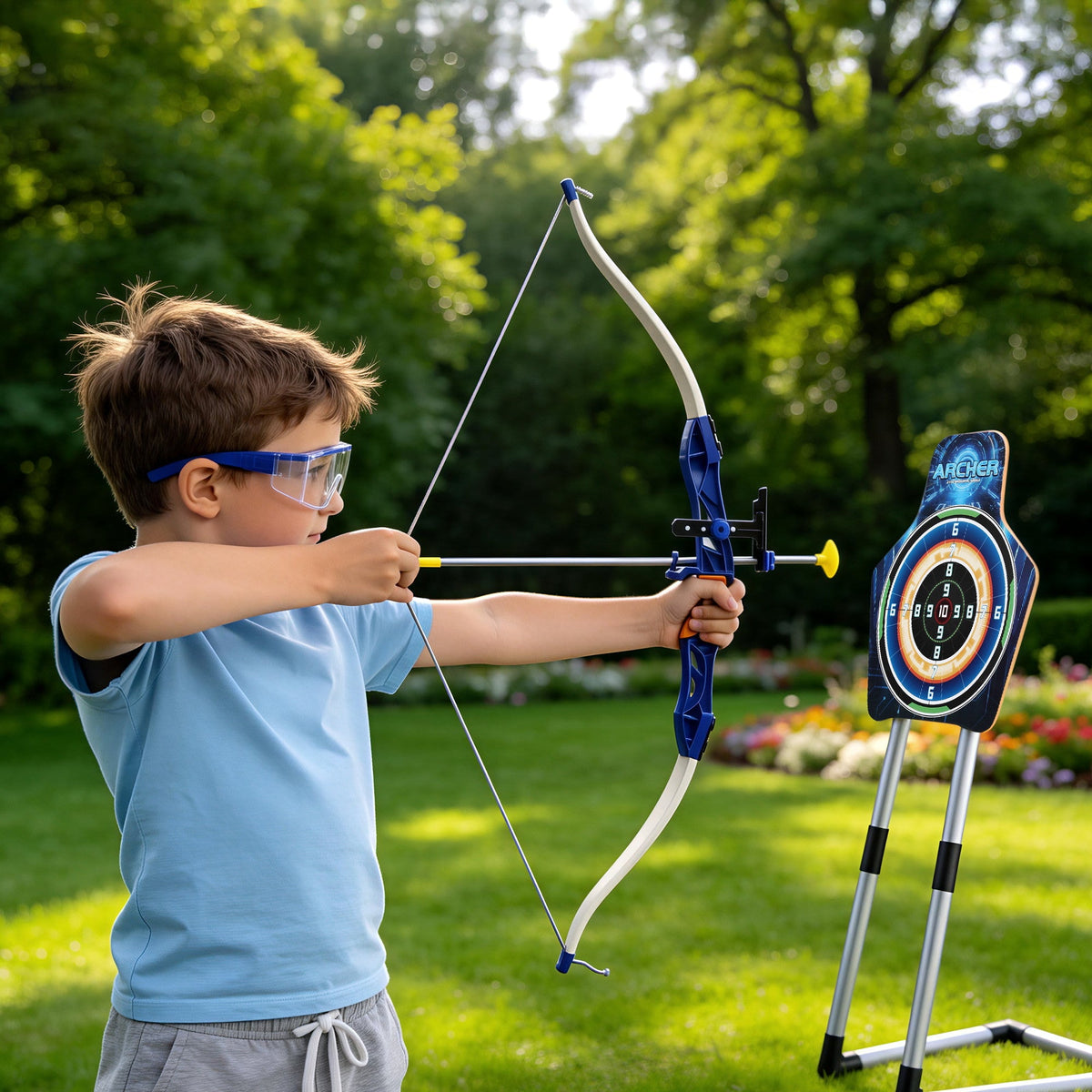 Keezi Kids Bow and Arrow Set Toy Archery Standing Target Suction Cup Arrows Goggles - SportZone.co.nz
