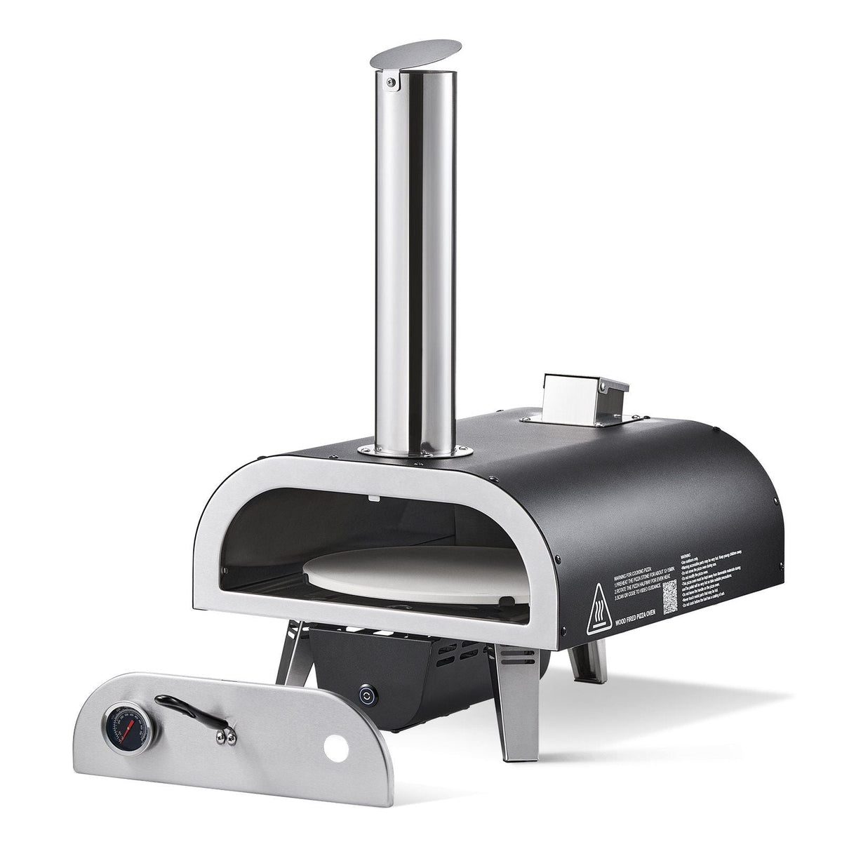 Outdoor Pizza Oven, 12 in Wood Fired Pizza Ovens, Pellet Pizza-Stove with Thermometer & Electric Rotation, Portable Pizza-Maker for Outside Backyard Patio Camping, Pizza-Stone, Carry Bag, Shovel - SportZone.co.nz