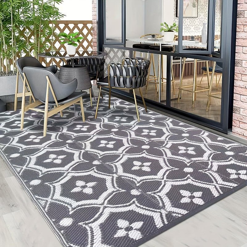 Outdoor Reversible Patio Mat Geometric Pattern - SportZone.co.nz