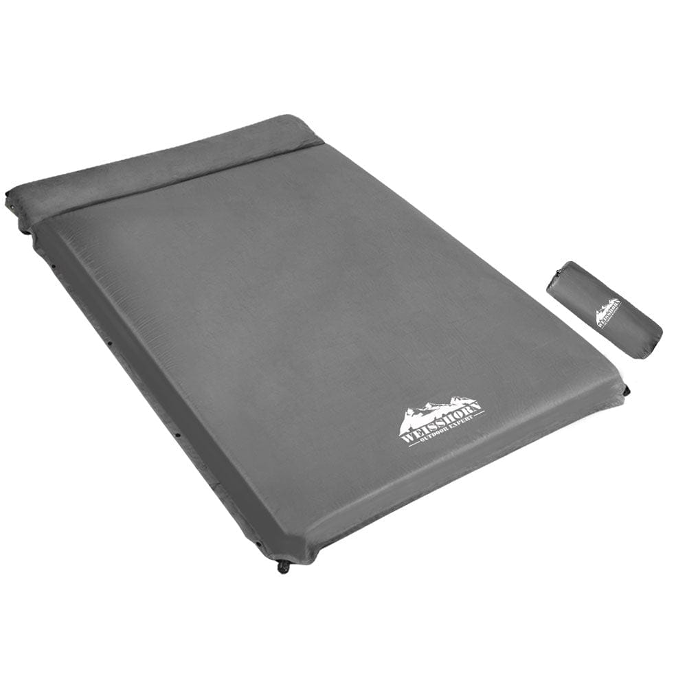 Weisshorn Self Inflating Mattress 10CM Camping Sleeping Mat Air Double Grey - SportZone.co.nz