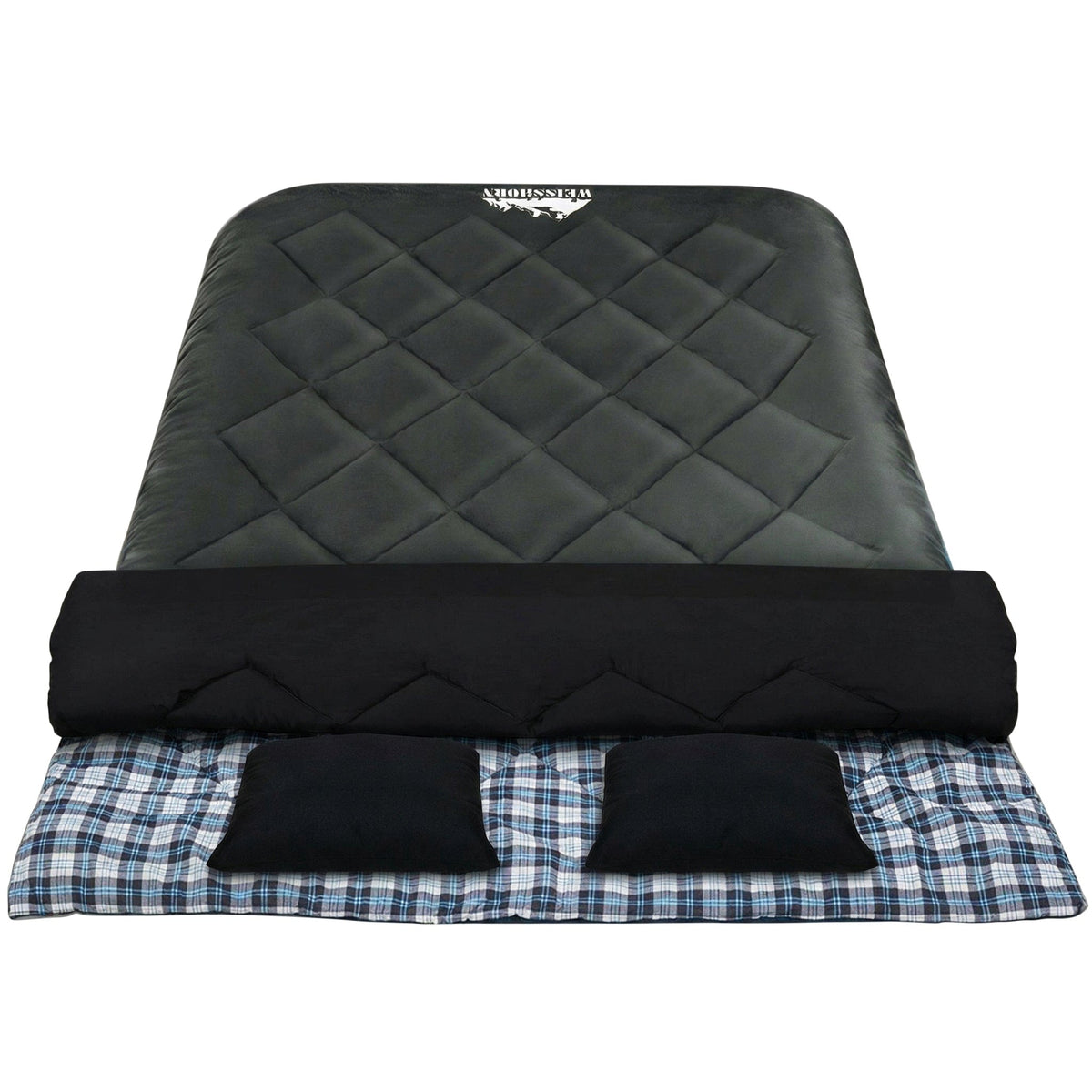 Weisshorn Sleeping Bag Double Pillow Thermal Camping Hiking Tent Grey -10°C