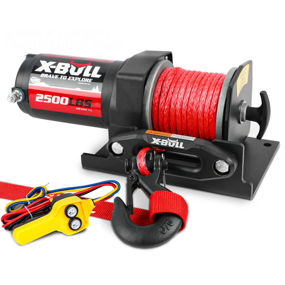 X - BULL 2500LBS Electric Winch 12V Winch Synthetic Rope 15.2M ATV Winch Kit Boat Winch Trailer - SportZone.co.nz