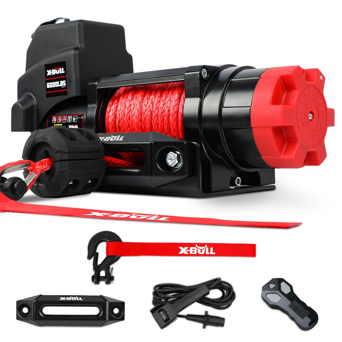 X - BULL Electric Winch 12V 6000LBS Synthetic Rope Wireless remote ATV UTV Boat Trailer 4WD - SportZone.co.nz