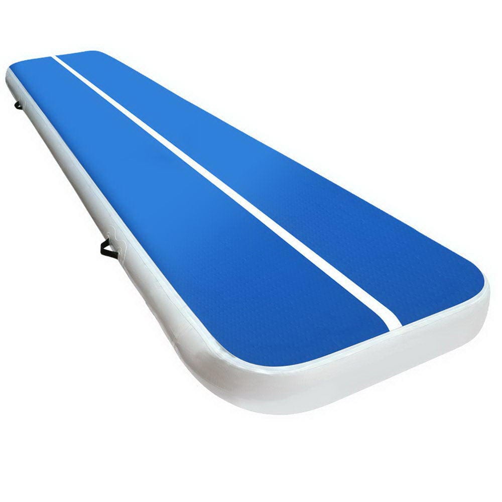 4m x 1m Inflatable Air Track Mat 20cm Thick Gymnastic Tumbling Blue And White - SportZone.co.nz