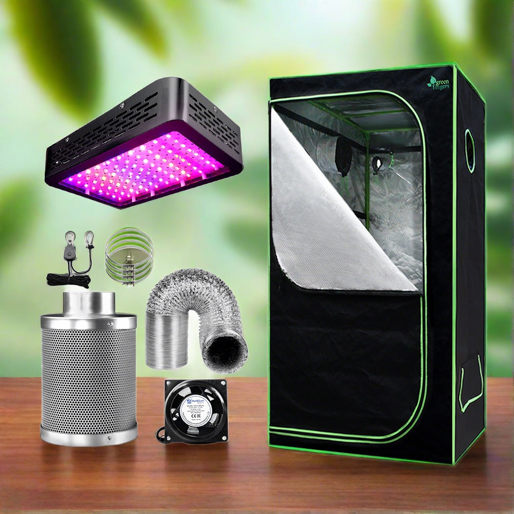 GREEN FINGERS GROW 1000W Full Spectrum LED Grow Tent Kit – 80x80x160cm w/ 4" Vent Fan