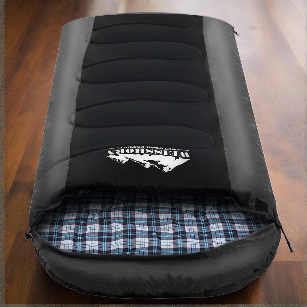 Weisshorn Sleeping Bag Single Thermal Camping Hiking Tent Black - 20c - SportZone.co.nz