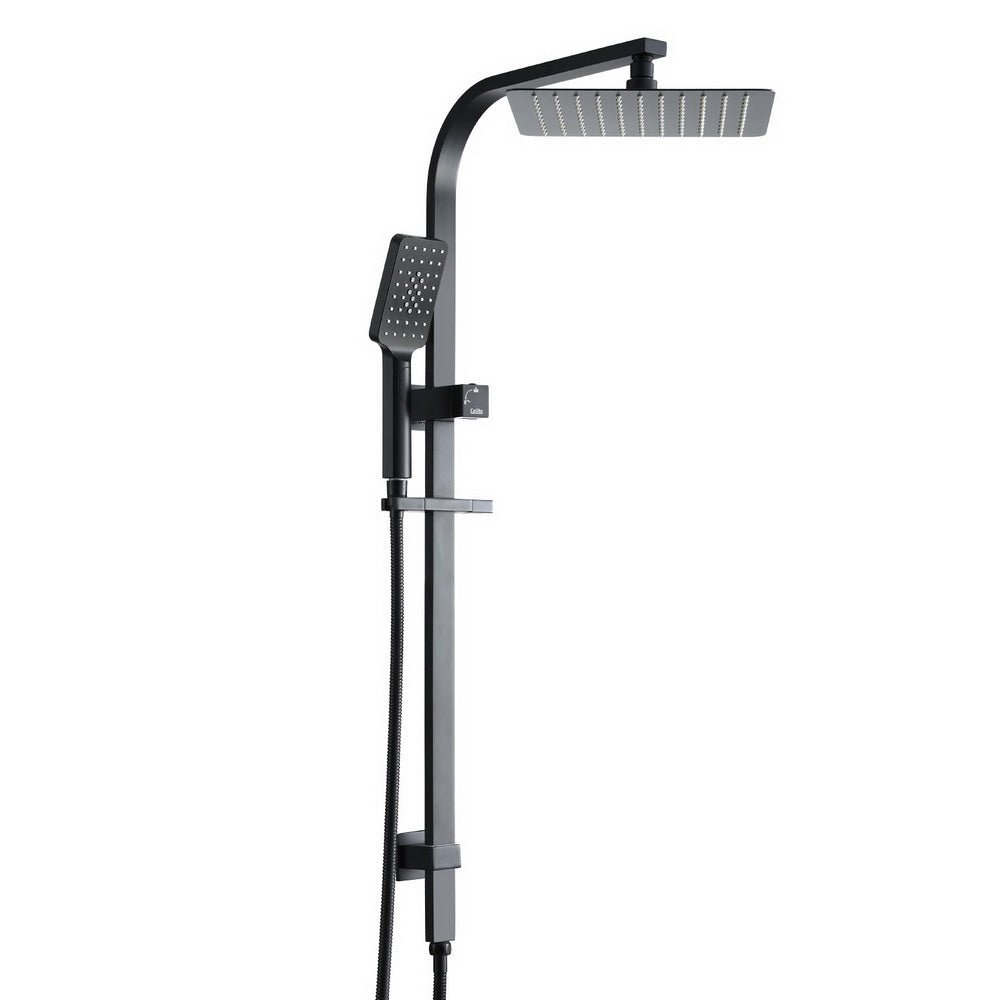 10'' Rain Shower Head Set Handheld Square High Pressure Black - SportZone.co.nz
