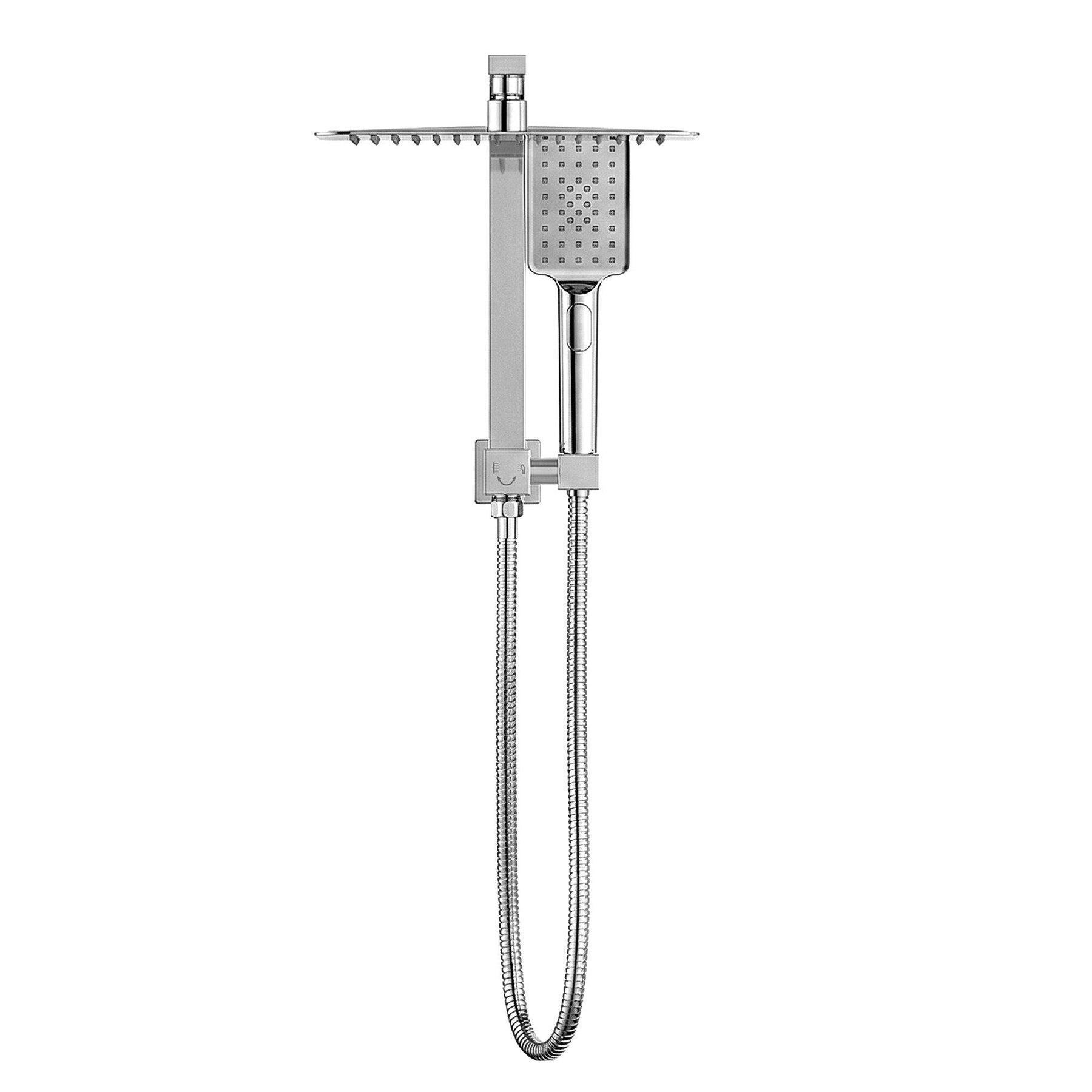 12" Rain Shower Head Set with 3 - Mode Handheld Brass High Pressure WELS Chrome - SportZone.co.nz