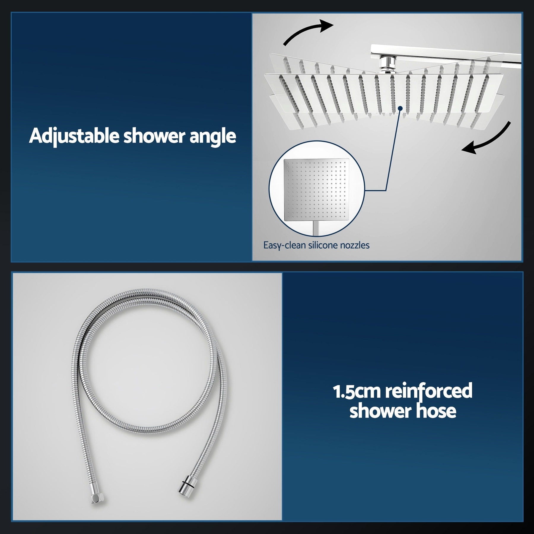 12" Rain Shower Head Set with 3 - Mode Handheld Brass High Pressure WELS Chrome - SportZone.co.nz