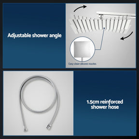 12" Rain Shower Head Set with 3 - Mode Handheld Brass High Pressure WELS Chrome - SportZone.co.nz