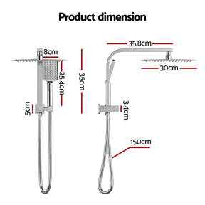12" Rain Shower Head Set with 3 - Mode Handheld Brass High Pressure WELS Chrome - SportZone.co.nz