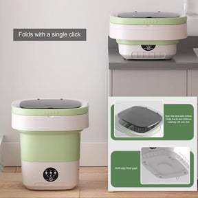 12L Portable Foldable Washing Machine – Mini Travel Washer Green - SportZone.co.nz