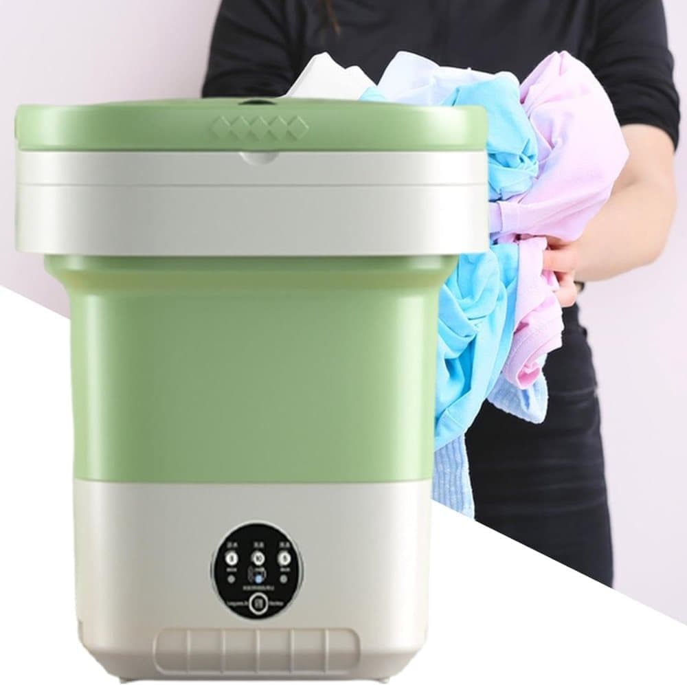 12L Portable Foldable Washing Machine – Mini Travel Washer Green - SportZone.co.nz
