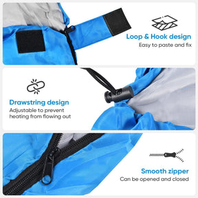 2-in-1 Winter Camping Warmth Kit with Carry Bag: 210 * 75cm Green Portable Waterproof Warm Sleeping Bag and 200 * 140cm Large Black Double Layer Waterproof Fleece Camping Blanket for Hiking Travel Indoor Outdoor Use - SportZone.co.nz
