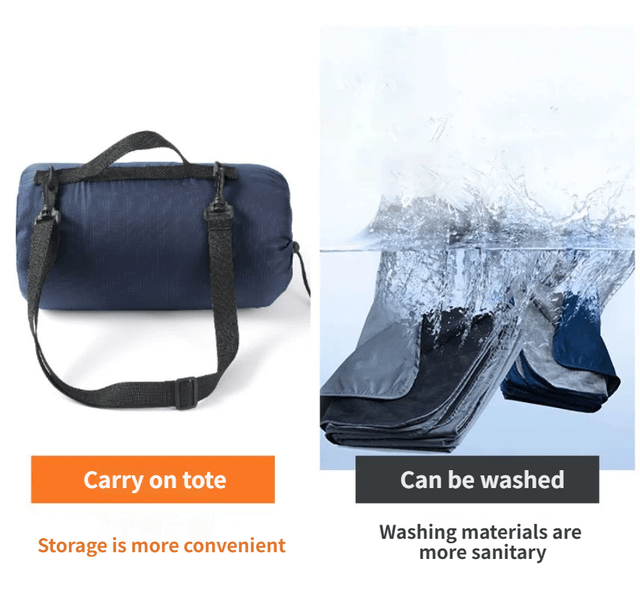 2-in-1 Winter Camping Warmth Kit with Carry Bag: 210 * 75cm Green Portable Waterproof Warm Sleeping Bag and 200 * 140cm Large Black Double Layer Waterproof Fleece Camping Blanket for Hiking Travel Indoor Outdoor Use - SportZone.co.nz