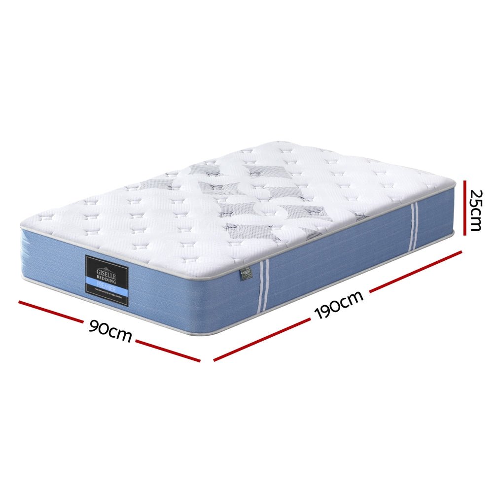25cm Giselle Mattress Single Bed Pocket Spring Mattresses - SportZone.co.nz