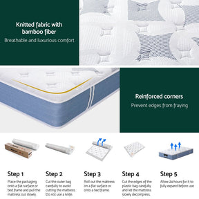 25cm Giselle Mattress Single Bed Pocket Spring Mattresses - SportZone.co.nz