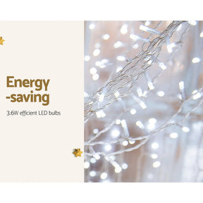 3X6M Christmas Lights Curtain Light Cool White 600 LED Jingle Jollys - SportZone.co.nz