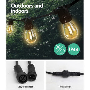 41m LED Festoon String Lights Christmas Decorations Wedding Party Outdoor Garden - SportZone.co.nz