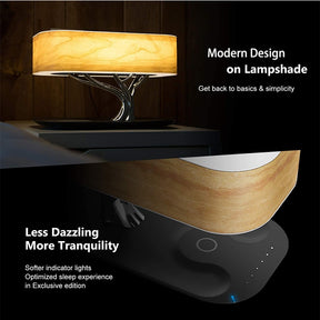 Modern LED Desk Lamp with Bluetooth Speaker and Phone Charger – Dimmable, Wireless, and Stylish