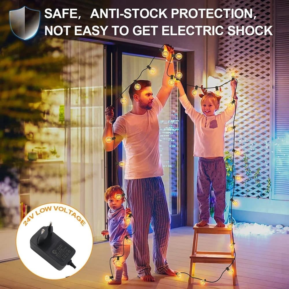 52 LED String Lights Waterproof G40 for Outdoor, 30m - SportZone.co.nz