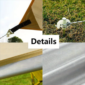 520*420 cm Hexagon Camping Tent Tarp - Waterproof, UV Protection, Sunshade Canopy Shelter for Camping, Hiking, Picnic - SportZone.co.nz